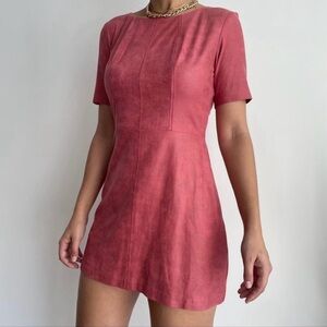 Alexis faux leather suede mini dress with decorative back zipper